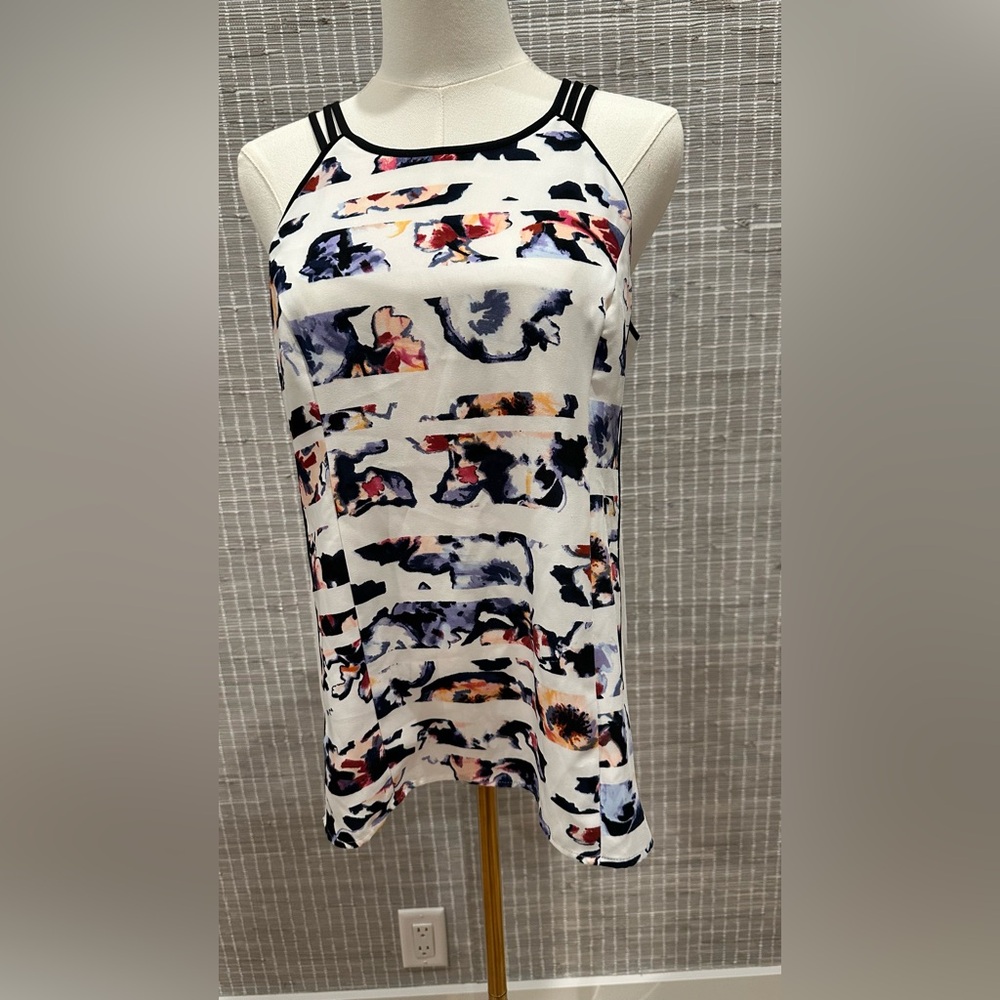 White House Black Market Women’s Sleeveless Halter Neck Floral Colorblock Top